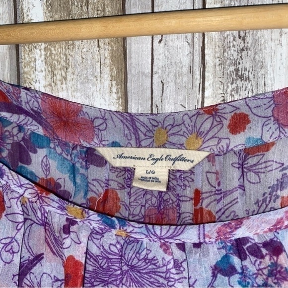 American Eagle Purple Floral Sheer Tank - Picture 5 of 5